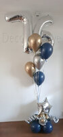 Helium ballonnentros met 5 ballonnen en 2 folie cijfers aan ballongewicht