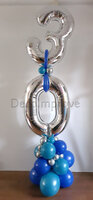 Blauw en Zilver '30 jaar' Ballonnenpilaar
