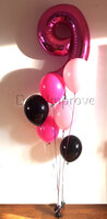 Hotpink helium ballonnentros met 7 ballonnen