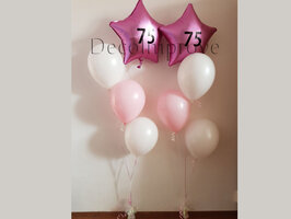 Roze ster helium ballonnentros met 4 ballonnen