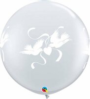 Transparant Liefdes Duiven met Lint Latex Ballon 90cm