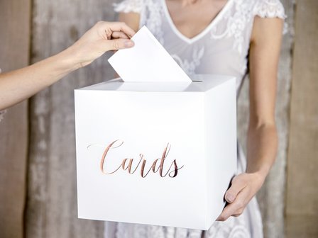 Wit met Rosegold &#039;Cards&#039; Vierkant Enveloppen Kist Karton 