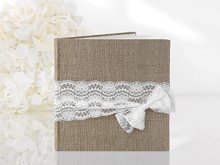 Vintage Jute met Kanten Strik Gastenboek