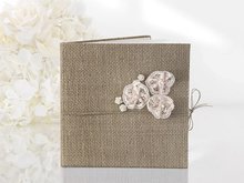 Vintage Jute met Licht Roze Bloemen Gastenboek