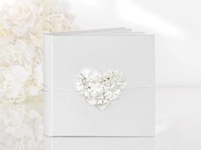 Prachtige Harten Wit met Hart van Creme Bloemen Gastenboek