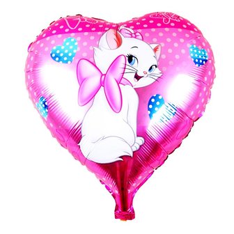 Marie the Cat Roze Hart Folie Ballon 45cm