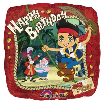 Jake en de Nooitgedacht Piraten &#039;Happy Birthday&#039; Vierkant Folie Ballon 45cm