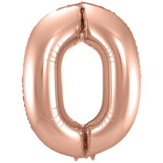 Folat Rosegold Cijfer &#039;0&#039; Folie Ballon 86cm