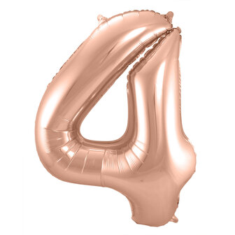 Folat Rosegold Cijfer &#039;4&#039; Folie Ballon 86cm