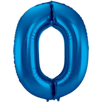 Folat Blauw Cijfer &#039;0&#039; Folie Ballon 86cm