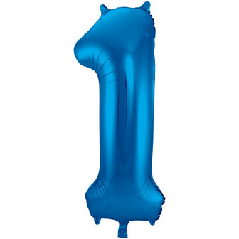 Folat Blauw Cijfer &#039;1&#039; Folie Ballon 86cm