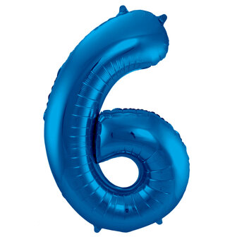 Folat Blauw Cijfer &#039;6&#039; Folie Ballon 86cm