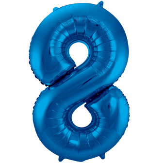 Folat Blauw Cijfer &#039;8&#039; Folie Ballon 86cm