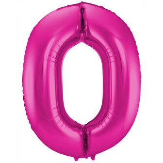 Folat Fuchsia Cijfer &#039;0&#039; Folie Ballon 86cm