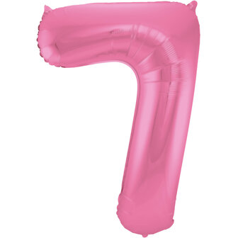 Folat Metallic Mat Roze Cijfer &#039;7&#039; Folie Ballon 86cm