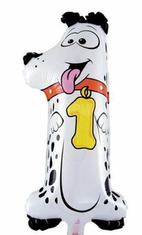 Dieren Hond Cijfer &#039;1&#039; Folie Ballon 40cm