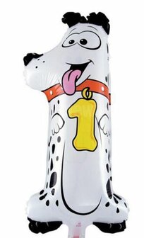 Dieren Hond Cijfer '1' Folie Ballon 40cm