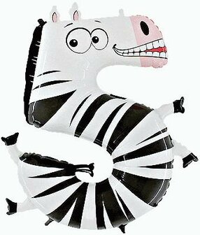 Dieren Zebra Cijfer &#039;5&#039; Folie Ballon 40cm