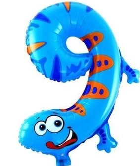 Dieren Hagedis Cijfer &#039;9&#039; Folie Ballon 40cm