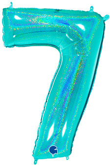 Grabo Glitter Tiffany Cijfer &#039;7&#039; Folie Ballon 101cm