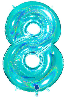 Grabo Glitter Tiffany Cijfer &#039;8&#039; Folie Ballon 101cm