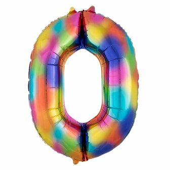 Anagram Regenboog Cijfer &#039;0&#039; Folie Ballon 86cm