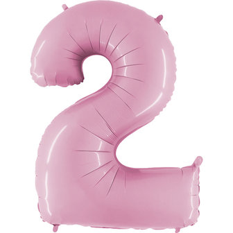 Grabo Pastel Roze Cijfer &#039;2&#039; Folie Ballon 101cm