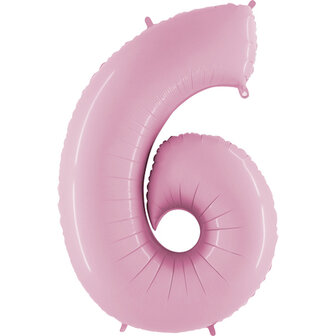 Grabo Pastel Roze Cijfer &#039;6&#039; Folie Ballon 101cm