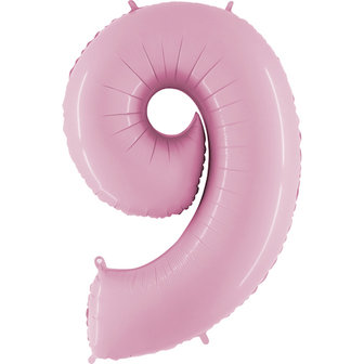 Grabo Pastel Roze Cijfer &#039;9&#039; Folie Ballon 101cm