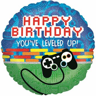 Level Up &#039;Happy Birthday&#039; Folie Ballon 45cm