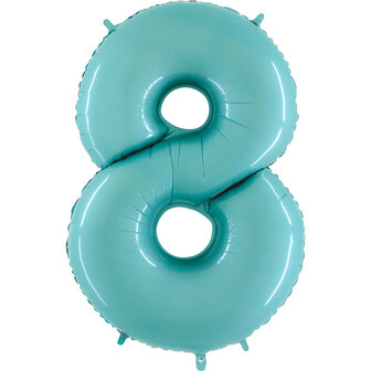 Grabo Pastel Blauw Cijfer &#039;8&#039; Folie Ballon 101cm