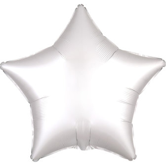 Wit Luxe Satijn Ster Folie Ballon 43cm