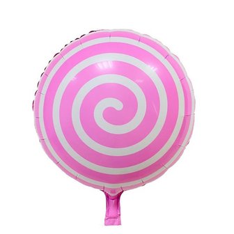 Roze met Swirl Snoep Rond Folie Ballon 45cm