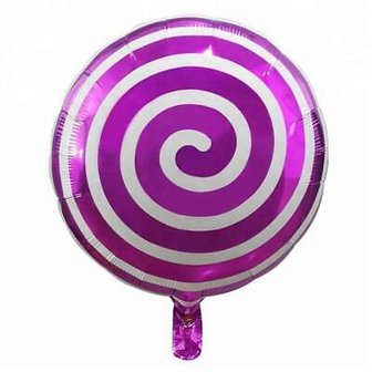 Paars met Swirl Snoep Rond Folie Ballon 45cm