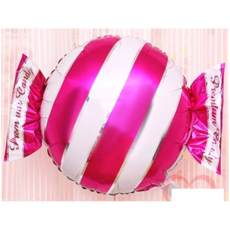 Fuchsia Snoepje Strepen Folie Ballon 45cm