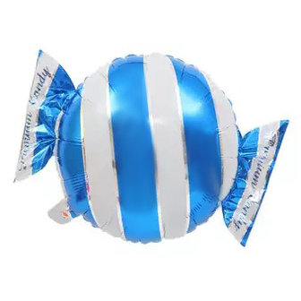 Blauw Snoepje Strepen Folie Ballon 45cm