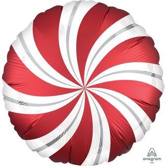 Rood Pepermunt Folie Ballon 45cm