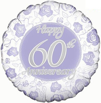 Lila Bloemen &#039;60th Anniversary&#039; Jubileum Folie Ballon 45cm