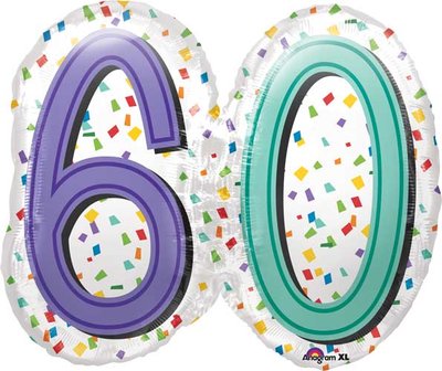 60 Jaar &#039;Happy Birthday&#039; SuperVorm Folie Ballon 63cm
