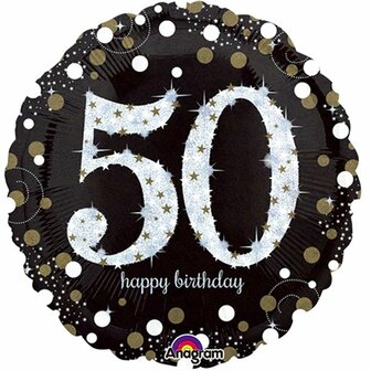 Sprankelend &#039;50 Happy Birthday&#039; Folie Ballon 45cm