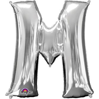 Zilver Letter &#039;M&#039; Folie Ballon 86cm