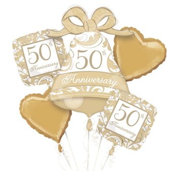 Gouden Jubileum &#039;50 jaar&#039; Ballonnenboeket 5st