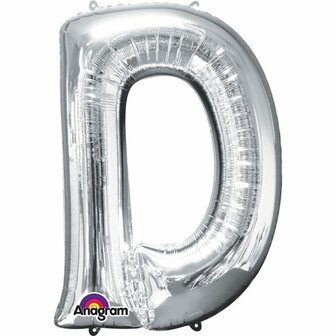 Zilver Letter &#039;D&#039; Folie Ballon 86cm