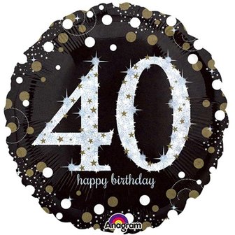Sprankelend &#039;40 Happy Birthday&#039; Folie Ballon 45cm