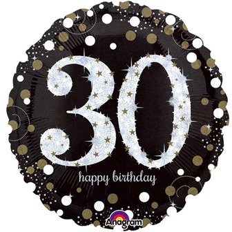 Sprankelend &#039;30 Happy Birthday&#039; Folie Ballon 45cm