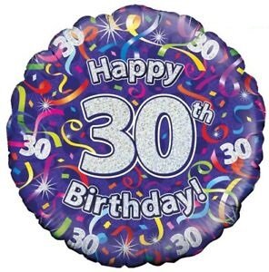 &#039;Happy 30th Birthday&#039; Holografisch Folie Ballon 45cm