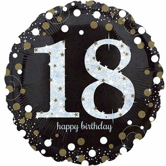 Sprankelend &#039;18 Happy Birthday&#039; Folie Ballon 45cm