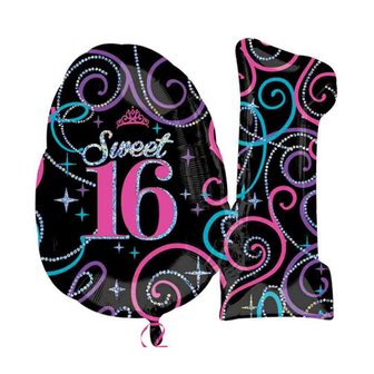 Hotpink &#039;Sweet 16&#039; SuperVorm Folie Ballon 71cm