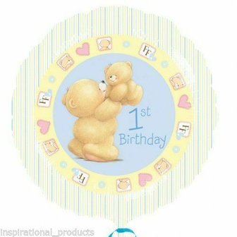 Forever Friends Blauw &#039;1st Birthday&#039; Folie Ballon 45cm