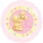 Forever Friends Roze &#039;1st Birthday&#039; Folie Balllon 45cm